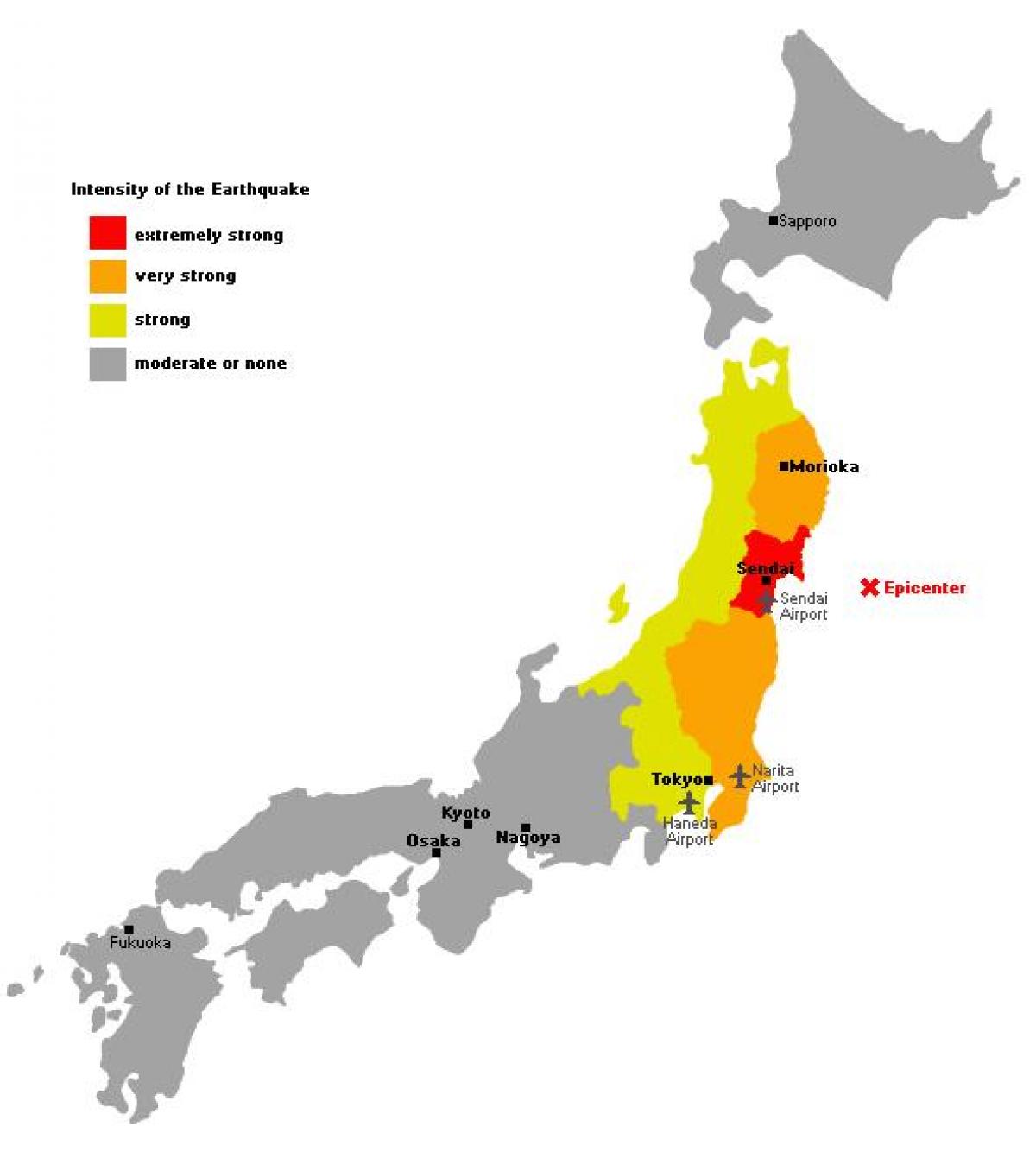 خريطة اليابان تسونامي
