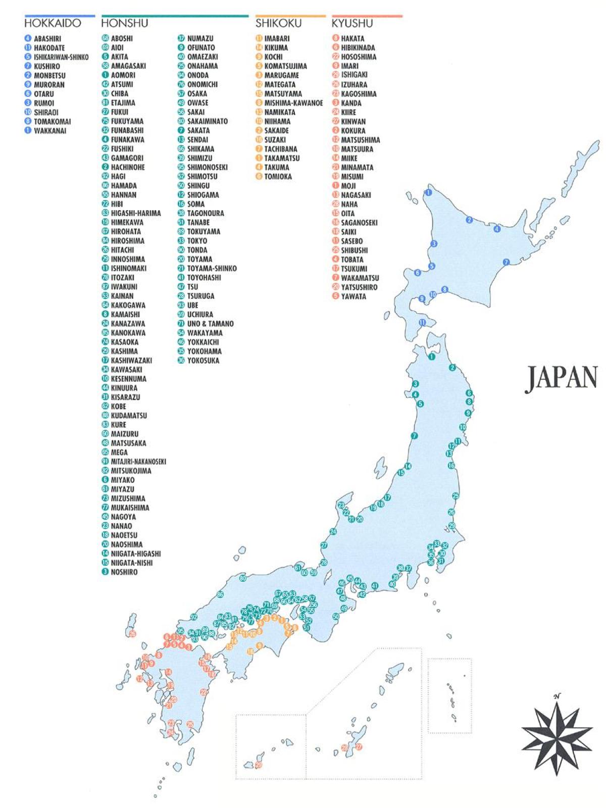 خريطة اليابان الموانئ
